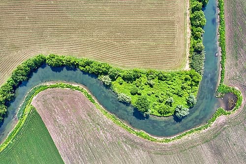 Italy-Mantua-river Mincio Natural Park-fields and Mincio river Art Print